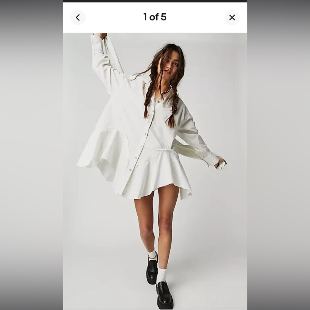 We The Free Asymmetrical White Shirt Dress
